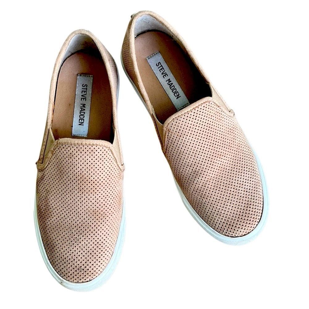 Steve Madden Taupe Perforated Slip-On Sneakers | Size 7